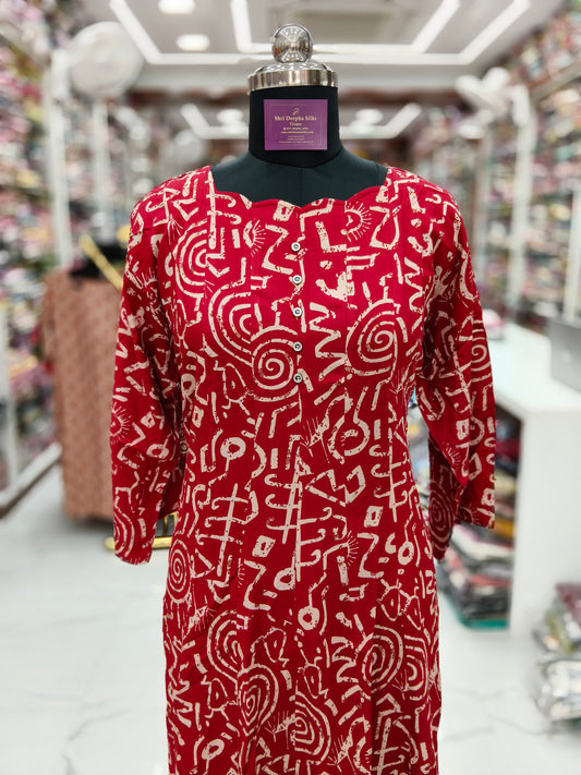 Spun Cotton Aline Kurti - ALKT75