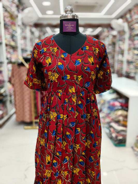 Kalamkari Cotton Puff Midi - KKMD01