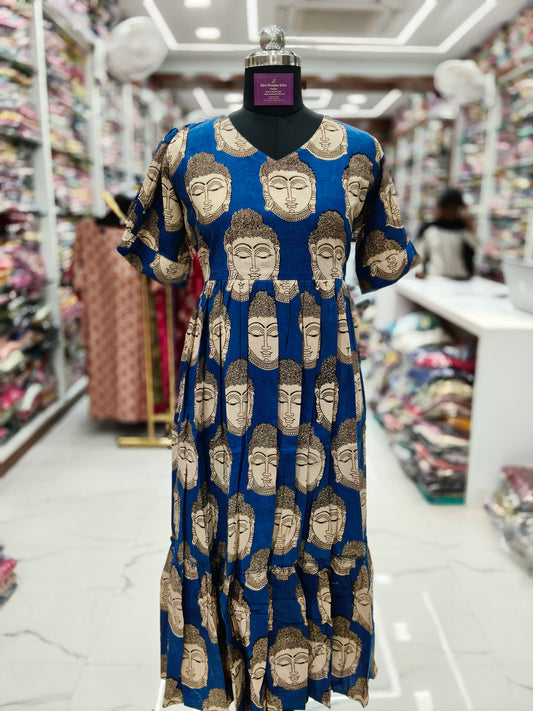 Kalamkari Cotton Puff Midi - KKMD04