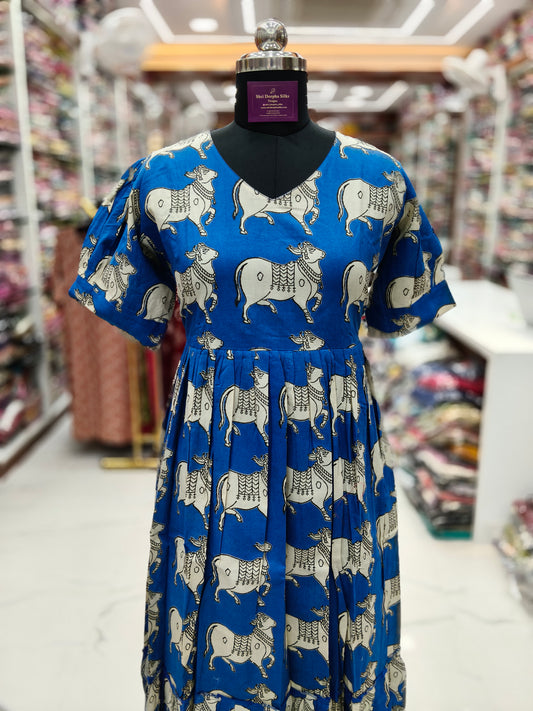 Kalamkari Cotton Puff Midi - KKMD13