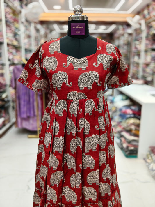 Kalamkari Cotton Puff Midi - KKMD27