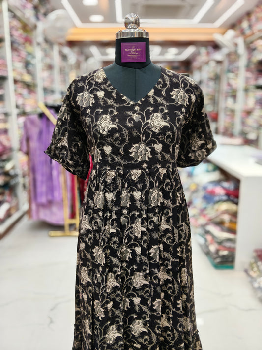 Kalamkari Cotton Puff Midi - KKMD26
