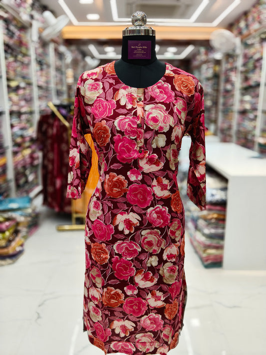 Spun Cotton Straight Cut Kurti - SCKT62