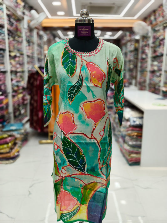 Premium Silk Straight Cut Kurti - SCKT53