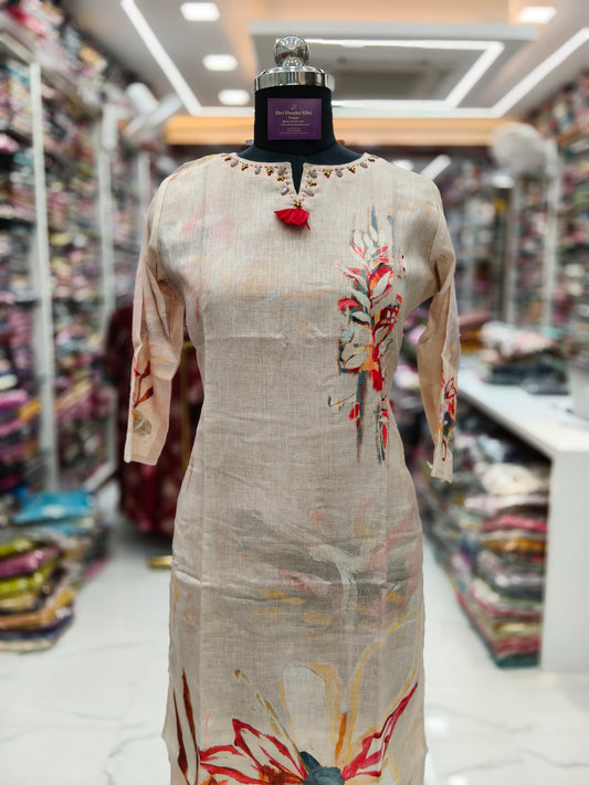 Linen Cotton Straight Cut Kurti - SCKT73