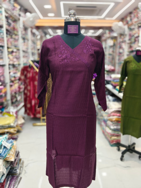 Jacquard Silk Straight Cut Kurti - SCKT75