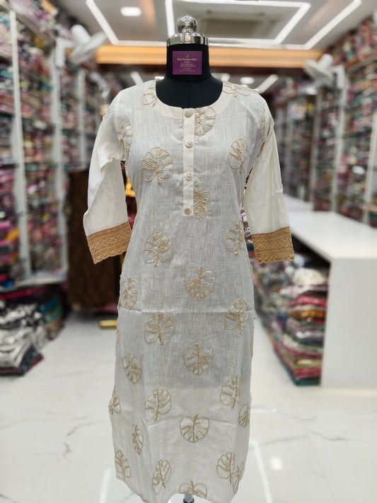 Premium Khadi Cotton Straight Cut Kurti - SCKT83
