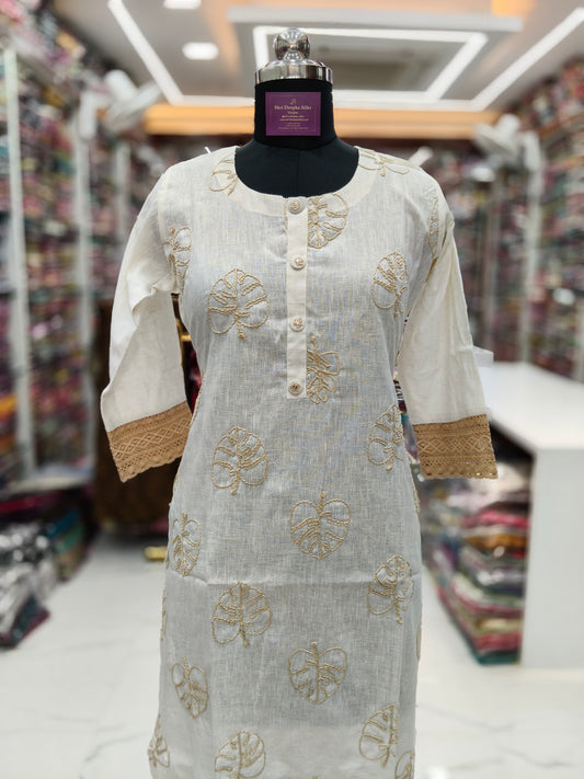 Premium Khadi Cotton Straight Cut Kurti - SCKT83