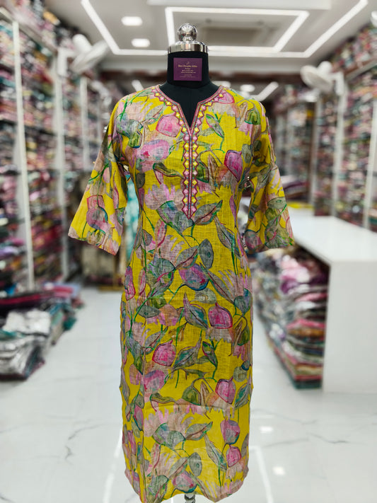 Premium Linen Cotton Kurti - LCKT01