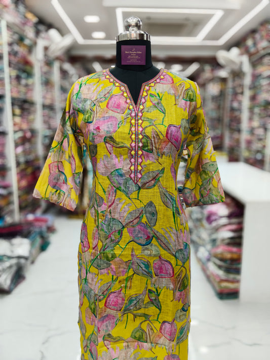 Premium Linen Cotton Kurti - LCKT01