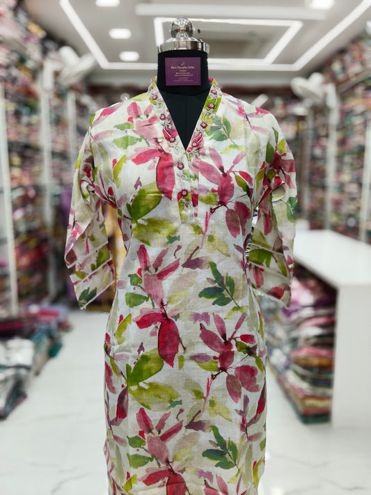 Premium Linen Cotton Kurti - LCKT03