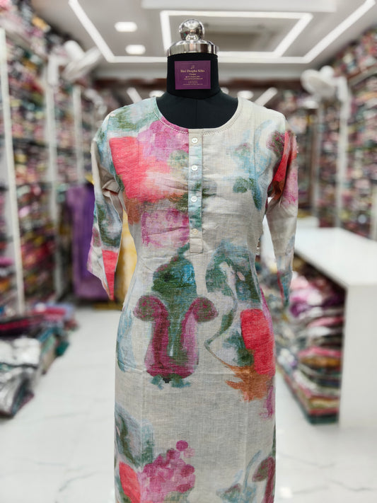 Premium Linen Cotton Kurti - LCKT04