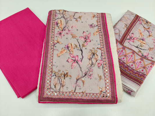 Khadi Cotton Pink Hakoba Floral Unstitched Salwar Material