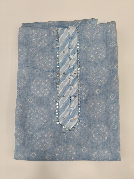 Pure Cotton Ice Blue Unstitched Salwar Material