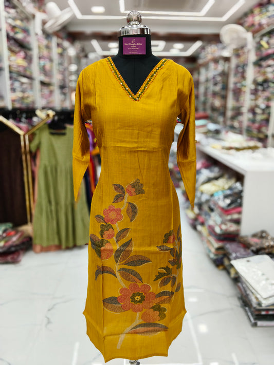 Vatican Silk V Neck Straight Cut Kurti - AVSK05