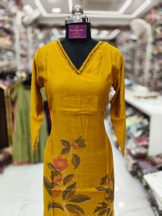 Vatican Silk V Neck Straight Cut Kurti - AVSK05