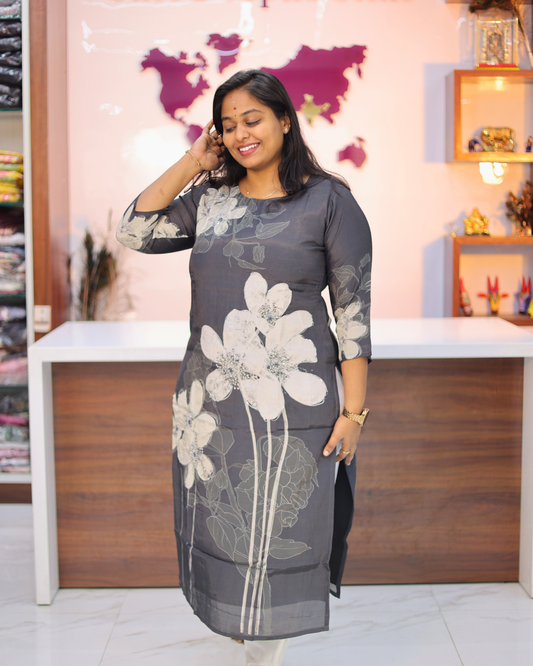 Premium Muslin Silk Black Kurti - MSKT02