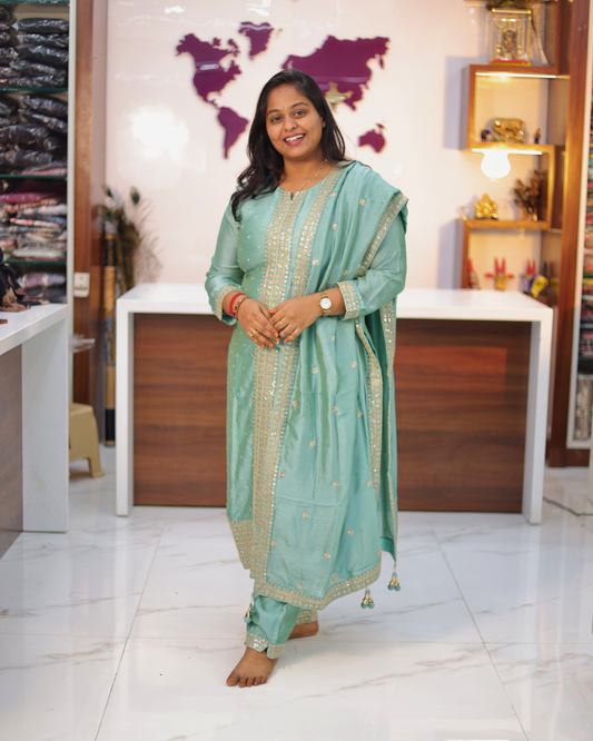 Premium Banarasi Silk 3 Pcs Salwar Set - VNSS05