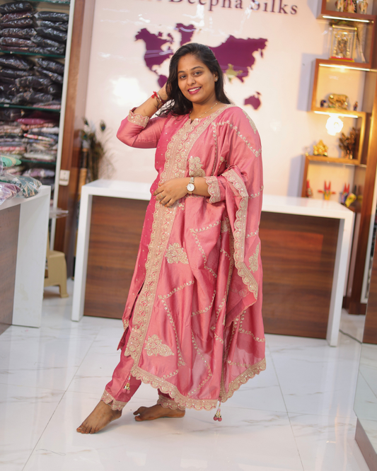 Premium Banarasi Silk 3 Pcs Salwar Set - VNSS04