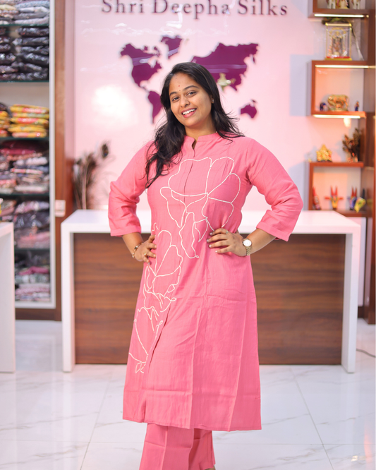 Pink Floral Line Art 2 Pcs Set - ACCS24