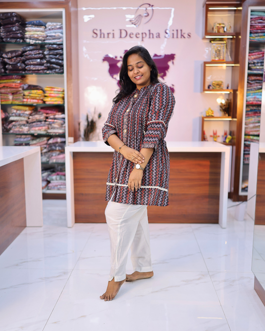 Pure Cotton Zigzag Short Top