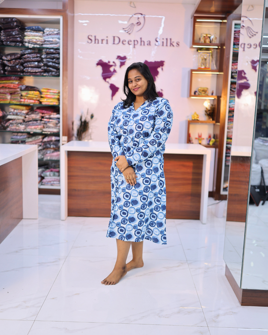 Pure Cotton V Neck Aline Kurti