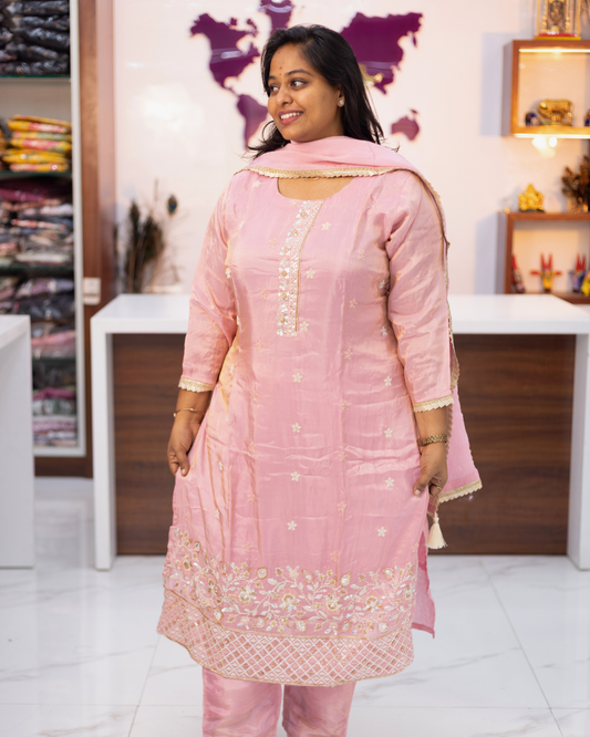 Party Wear Shimmer Silk 3 Pcs Salwar Set - PSSS11