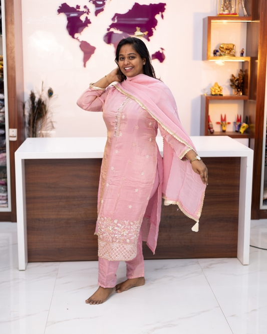 Party Wear Shimmer Silk 3 Pcs Salwar Set - PSSS11