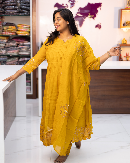 Party Wear Shimmer Silk 3 Pcs Salwar Set - PSSS12
