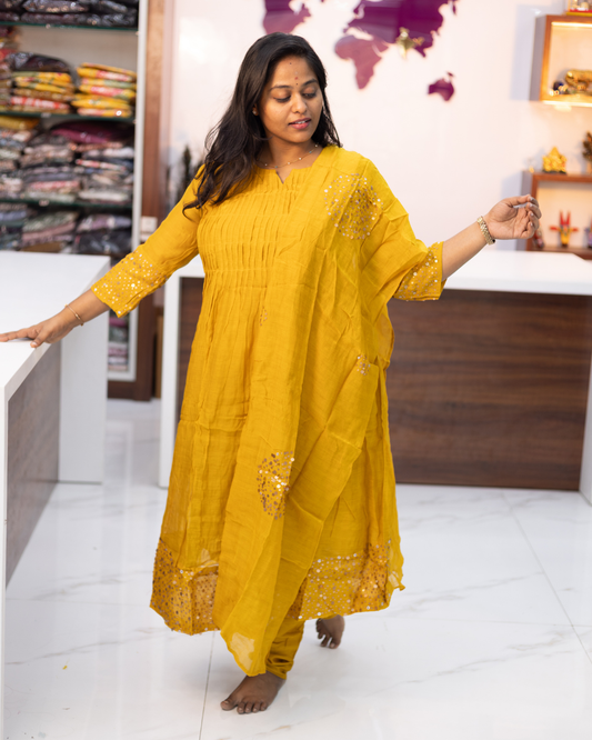 Party Wear Shimmer Silk 3 Pcs Salwar Set - PSSS12