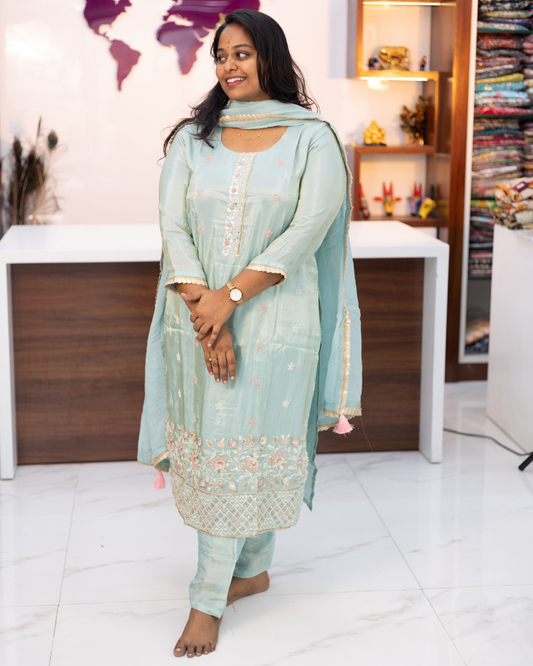 Party Wear Shimmer Silk 3 Pcs Salwar Set - PSSS13
