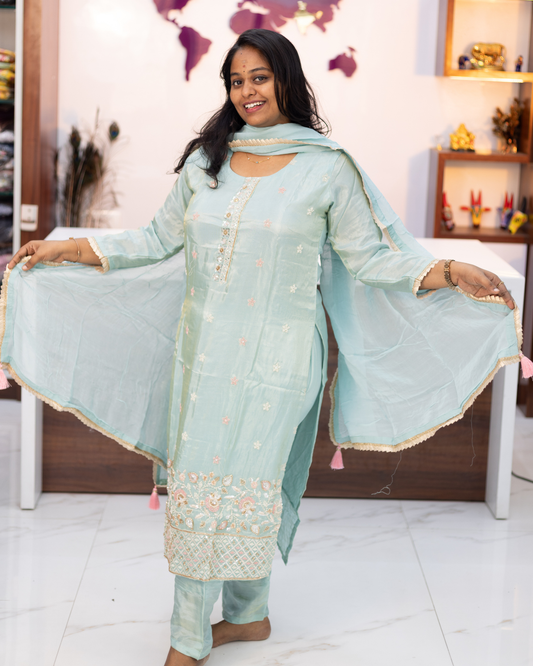 Party Wear Shimmer Silk 3 Pcs Salwar Set - PSSS13