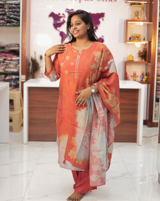 Pure Muslin Elegant Embroidery 3 Pcs Salwar Set - IBSS08