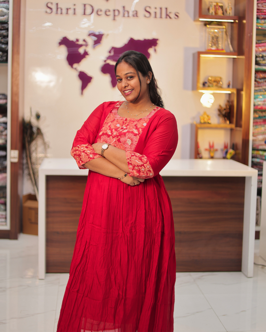 Bridgerton Pastel Red Silk Maxi - ALMX09
