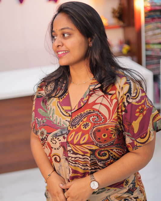 Trendy Celebrity Inspired Paisley Motif Short Co Ord Set - CISC06