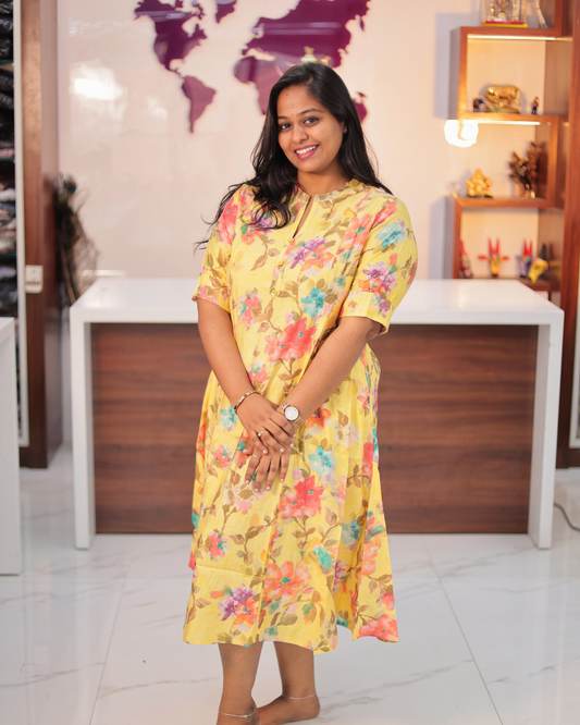 Bright & Vibrant Soft Wrinkle Aline Kurti - AVAK06