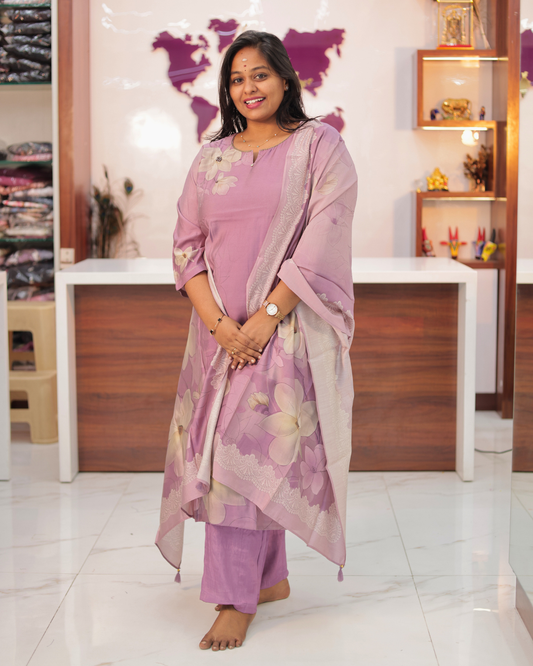 Pure Muslin Elegant Embroidery 3 Pcs Salwar Set - IBSS11