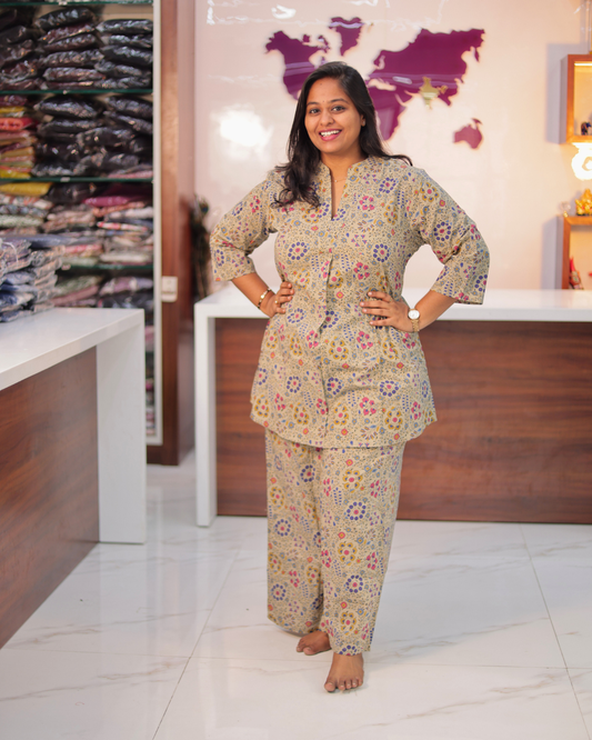 Pure Cotton Pastel Grey Short Co Ord Set - EICS01