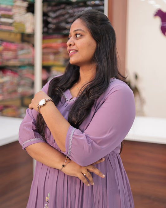 Bridgerton Pastel Purple Georgette Maxi - ALMX02
