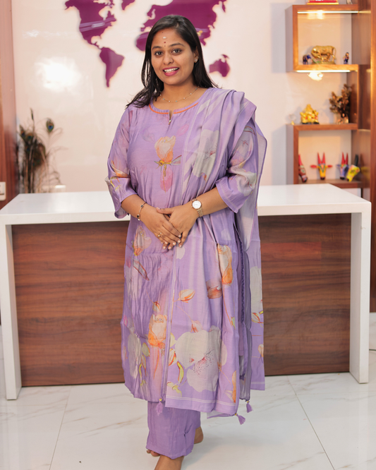 Pure Muslin Elegant Embroidery 3 Pcs Salwar Set - IBSS09