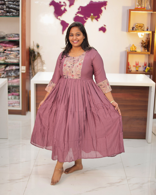 Bridgerton Pastel Dusty Rose Silk Maxi - ALMX14