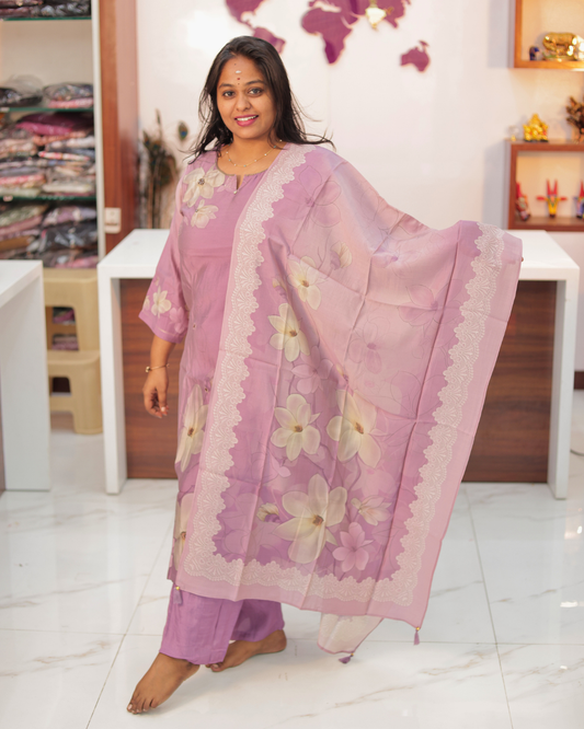 Pure Muslin Elegant Embroidery 3 Pcs Salwar Set - IBSS11