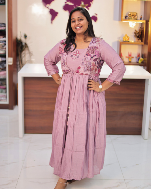 Bridgerton Pastel Purple Silk Overcoat Maxi - ALMX05
