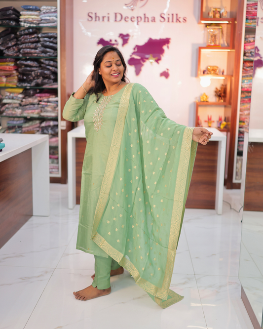 Premium Banarasi Silk 3 Pcs Salwar Set - VNSS01