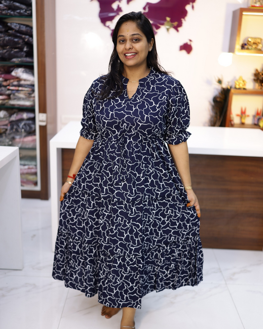 Budget Friendly Plus Size Spun Cotton Adjustable Waist Tie 3 Layered Midi - PSMD10