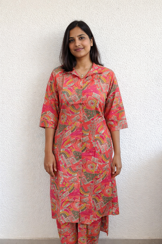 Aline Collar Neck Vatican Silk Co Ord Set - ACCS13