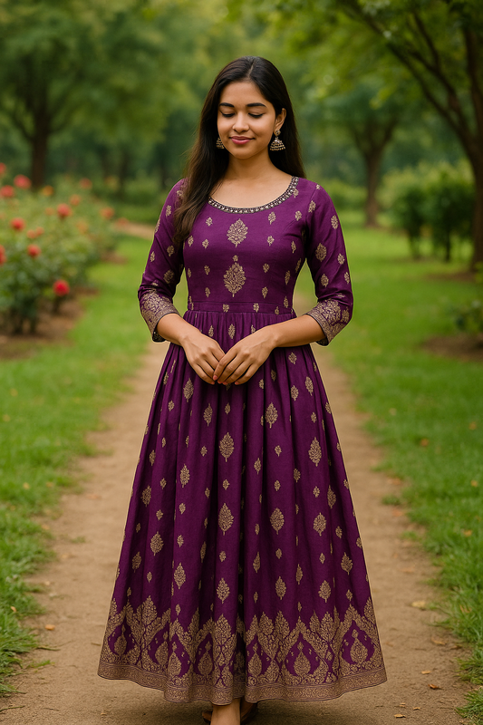 Purple Banaras Zari Maxi