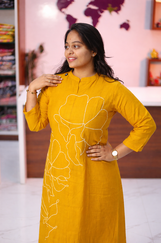 Mustard Floral Line Art 2 Pcs Set - ACCS26