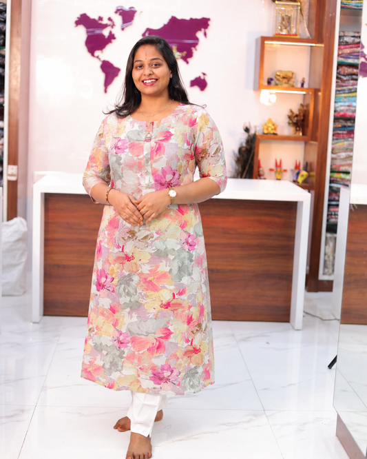 Bright & Vibrant Soft Wrinkle Aline Kurti - AVAK29