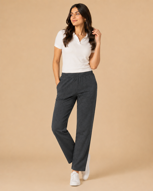 Stretchable Straight Pant With Pocket